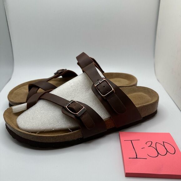 CUSHIONAIRE Women's Cork Footbed Sandal With +Comfort 8.5 BROWN - Picture 3 of 7